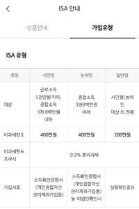 ISA계좌 서민형 일반형
